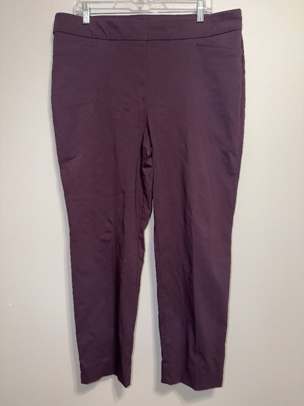 Chioco's Plus Size 16 Pull On Comfort Waist Pants Plum Purple Curvy Fit - Picture 2 of 7